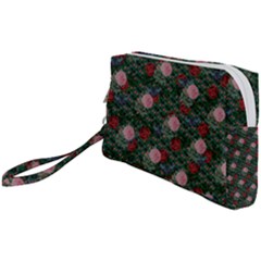 Dark Floral Butterfly Teal Bats Lip Green Wristlet Pouch Bag (small) by snowwhitegirl