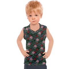 Dark Floral Butterfly Teal Bats Lip Green Kids  Sport Tank Top