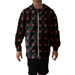 Dark Floral Butterfly Teal Bats Lip Green Small Kids  Hooded Windbreaker by snowwhitegirl