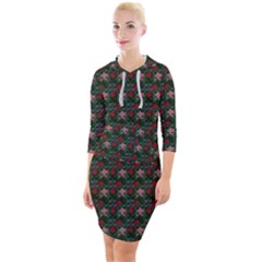 Dark Floral Butterfly Teal Bats Lip Green Small Quarter Sleeve Hood Bodycon Dress