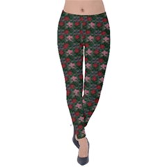 Dark Floral Butterfly Teal Bats Lip Green Small Velvet Leggings