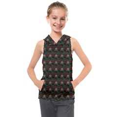 Dark Floral Butterfly Teal Bats Lip Green Small Kids  Sleeveless Hoodie by snowwhitegirl