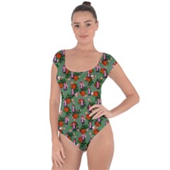 Fiola Pattern Green Short Sleeve Leotard  by snowwhitegirl