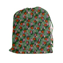 Fiola Pattern Green Drawstring Pouch (2xl) by snowwhitegirl