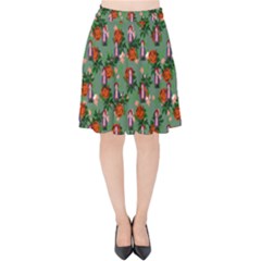 Fiola Pattern Green Velvet High Waist Skirt by snowwhitegirl