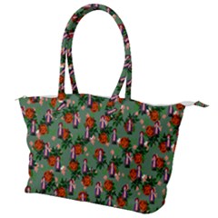 Fiola Pattern Green Canvas Shoulder Bag