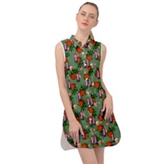 Fiola Pattern Green Sleeveless Shirt Dress by snowwhitegirl