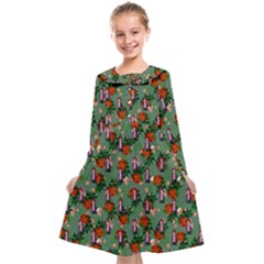 Fiola Pattern Green Kids  Midi Sailor Dress