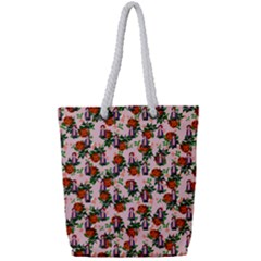 Fiola Pattern Pink Full Print Rope Handle Tote (small)