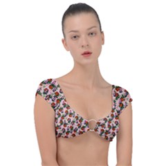 Fiola Pattern Pink Cap Sleeve Ring Bikini Top