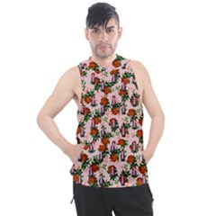 Fiola Pattern Pink Men s Sleeveless Hoodie