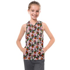 Fiola Pattern Pink Kids  Sleeveless Hoodie