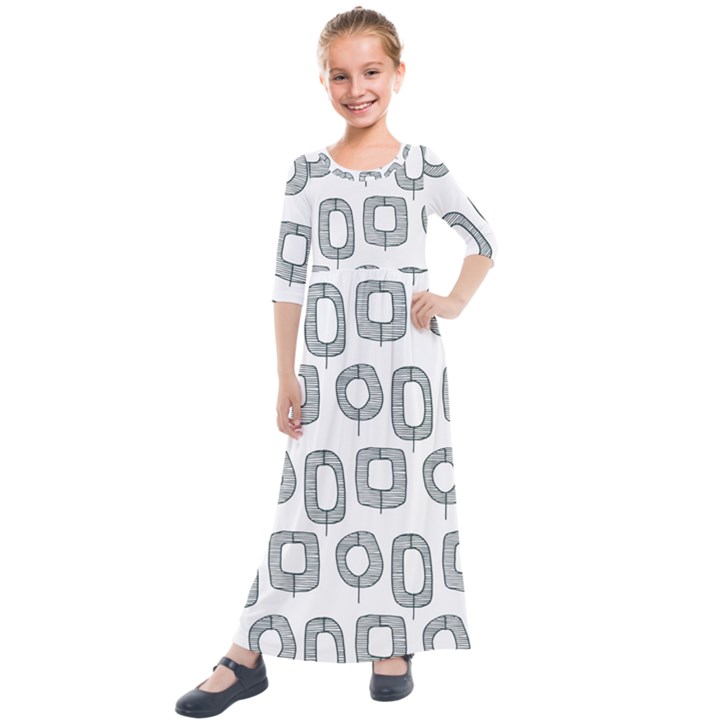 Forest Patterns 16 Kids  Quarter Sleeve Maxi Dress