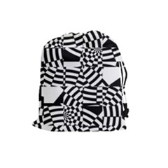 Black And White Crazy Pattern Drawstring Pouch (large) by Sobalvarro