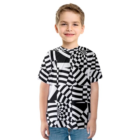 Black And White Crazy Pattern Kids  Sport Mesh Tee by Sobalvarro