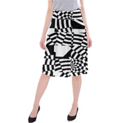 Black And White Crazy Pattern Midi Beach Skirt by Sobalvarro