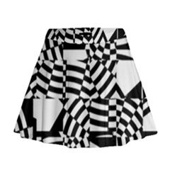 Black And White Crazy Pattern Mini Flare Skirt by Sobalvarro