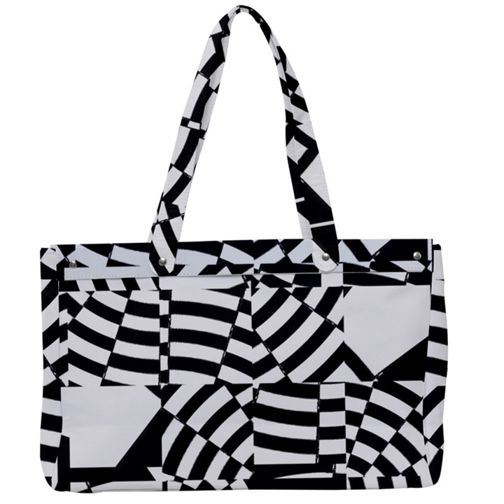 Black And White Crazy Pattern Canvas Work Bag