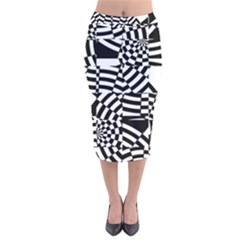 Black And White Crazy Pattern Velvet Midi Pencil Skirt by Sobalvarro