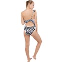 Black And White Crazy Pattern Frilly One Shoulder Swimsuit View2