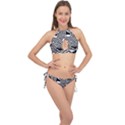 Black And White Crazy Pattern Cross Front Halter Bikini Set View1