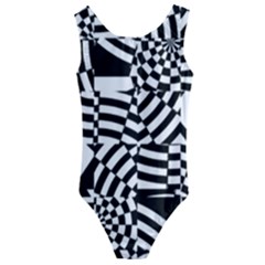 Black And White Crazy Pattern Kids  Cut-out Back One Piece Swimsuit by Sobalvarro