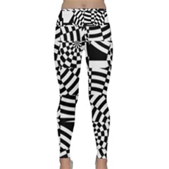 Black And White Crazy Pattern Lightweight Velour Classic Yoga Leggings by Sobalvarro