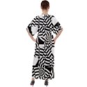 Black And White Crazy Pattern V-Neck Boho Style Maxi Dress View2