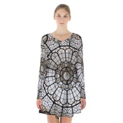 Pattern Abstract Structure Art Long Sleeve Velvet V-neck Dress