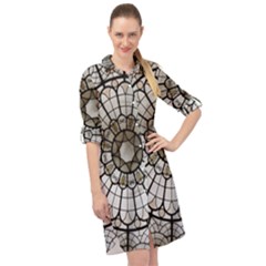 Pattern Abstract Structure Art Long Sleeve Mini Shirt Dress by Nexatart