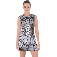 Pattern Abstract Structure Art Lace Up Front Bodycon Dress