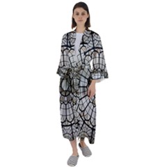 Pattern Abstract Structure Art Maxi Satin Kimono