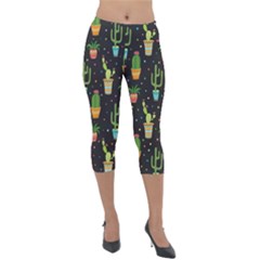 Succulent And Cacti Lightweight Velour Capri Leggings  by ionia