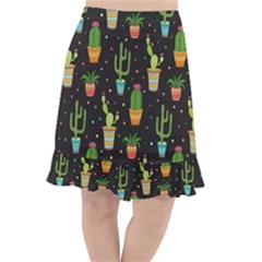 Succulent And Cacti Fishtail Chiffon Skirt by ionia