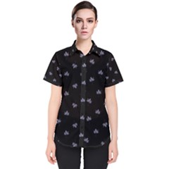 Wet Leaves Botanical Motif Pattern Design Women s Short Sleeve Shirt