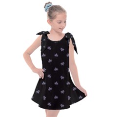 Wet Leaves Botanical Motif Pattern Design Kids  Tie Up Tunic Dress by dflcprintsclothing