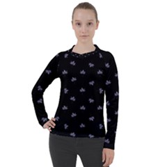 Wet Leaves Botanical Motif Pattern Design Women s Pique Long Sleeve Tee