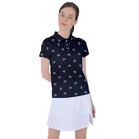 Wet Leaves Botanical Motif Pattern Design Women s Polo Tee by dflcprintsclothing