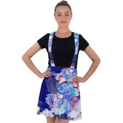 Flowers Velvet Suspender Skater Skirt