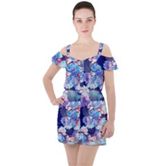 Flowers Ruffle Cut Out Chiffon Playsuit by Sparkle