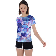 Flowers Back Circle Cutout Sports Tee