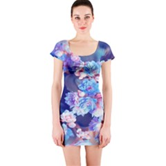 Flowers Short Sleeve Bodycon Dress by Sparkle