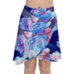 Flowers Chiffon Wrap Front Skirt by Sparkle