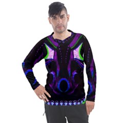 Demon Ethnic Mask Extreme Close Up Illustration Men s Pique Long Sleeve Tee