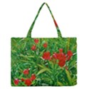 Red Flowers And Green Plants At Outdoor Garden Zipper Medium Tote Bag View1