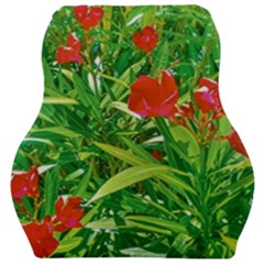 Red Flowers And Green Plants At Outdoor Garden Car Seat Velour Cushion  by dflcprintsclothing