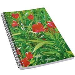 Red Flowers And Green Plants At Outdoor Garden 5 5  X 8 5  Notebook