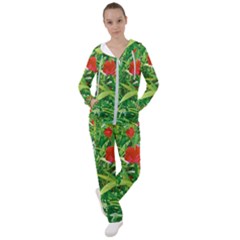 Red Flowers And Green Plants At Outdoor Garden Women s Tracksuit by dflcprintsclothing