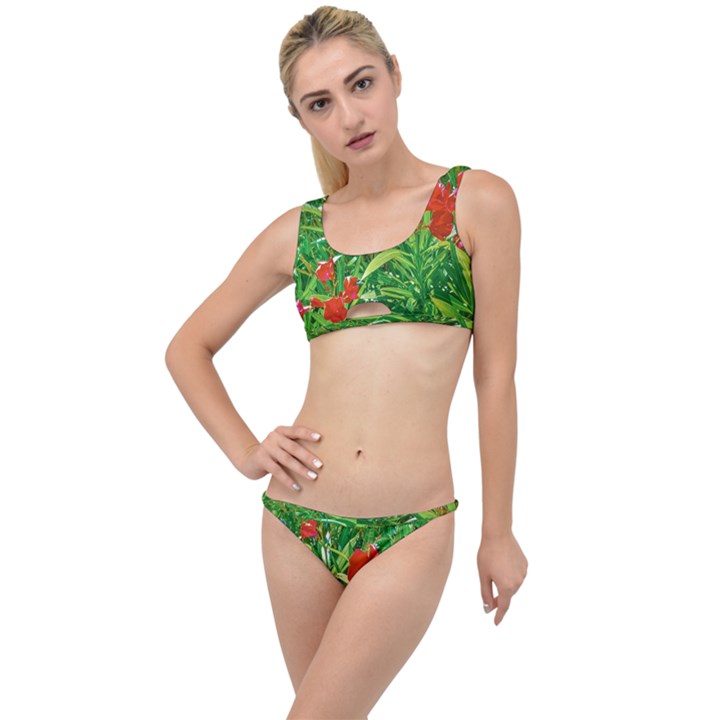 Red Flowers And Green Plants At Outdoor Garden The Little Details Bikini Set