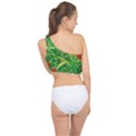 Red Flowers And Green Plants At Outdoor Garden Spliced Up Bikini Top  View2